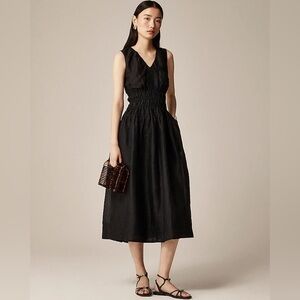 J. Crew Hyacinth V-neck dress in ramie Black Small